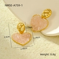 Spécifications de taille pour boucles d'oreilles cœur doré avec pierres roses - Plaqué Or 18K/Acier Inoxydable / Pierres Concassées Roses (NMSE-A759-1)