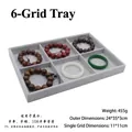 Grey velvet jewelry display tray with 6 square compartments for rings and necklaces - Grey Ice Velvet 6-Grid Tray