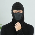 Winter thermal balaclava in black fleece with silicone breathing mask for outdoor riding - Black