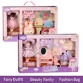 Pink and purple fashion doll gift set with multiple princess dresses and accessories - 53cm Portable Box Vanity Doll Set