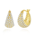 Luxe 18k gold plated S925 silver bag-shaped earrings paved with white zircons - 925 Silver / Gold