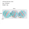 Three 8cm colorful Christmas tree ornaments with textured beads in transparent box - Multicolor Foam Beads Sequins (Style 4) / Set of 3/8CM