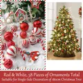 Set di 58 decorazioni per albero di Natale rosse e bianche con palline e ciondoli - Set 180cm (58 Pezzi) / Rosso & Bianco