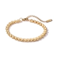Bracciale a maglie di foglie in acciaio inossidabile placcato oro 18K con chiusura regolabile - Oro