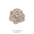 Detailed view of rose flower brooch with rhinestones, size 5.8cm by 5.8cm, weighing 38g - Gold Radial Rose Brooch (XD8449-3)
