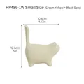 Small ceramic cat figurine in cream yellow with black spots, height 5 inches, minimalist decor - Small / Rice White with Black Dots