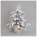 Mini snowy Christmas tree with pine cones and a rustic burlap base for tabletop decor - Model I: Burlap Base Cedar With Pinecones (60CM)