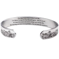 10mm stainless steel open cuff bracelet with inspirational engraving and wave pattern - Round Head Silver 10mm*2.0mm