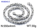 Silver 4mm Byzantine stainless steel chain necklace 550mm long for men and women - Steel Color 55cm (KN38342-Z)