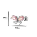 Pink and white crystal butterfly cartilage earring with silver screw ball back - Silver #8