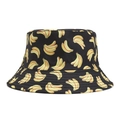 Chapeau bob réversible avec motif de bananes jaunes sur tissu noir élégant - Taille unique / Noir