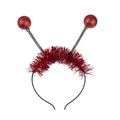 Diadema de alienígena roja con bolas de purpurina para disfraces de fiestas navideñas - Rojo