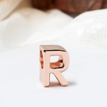 Rose gold metal letter R charm bead with polished finish for DIY bracelets - Letter R / Rose Gold
