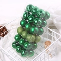Dark green Christmas ball set with glossy and matte finishes in a white iron basket - 4cm/36Pcs / Green