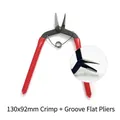 DIY jewelry making round nose pliers with red non-slip handles and spring loading - 130x92mm Round & Grooved Flat Pliers