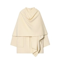 French style cream wool blend coat with layered shawl detail and large pockets - S / Off White