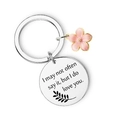 Engraved stainless steel keychain with pink flower charm and I Love You message gift - I may not often say it / 30MM