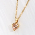 Collana a cuore minimalista con pendente in zirconia champagne su catena dorata in acciaio - Colore Acciaio 45+5cm / Zircone Champagne