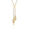 Collier doré en acier titane avec pendentif câble de données en forme de Y et reflet - Longueur de la chaîne 70cm / Doré