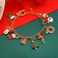 Detailed Christmas charm bracelet featuring colorful enamel Santa and reindeer pendants - Enamel Multi-Pendant Style (A-536)