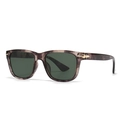 Retro round tortoiseshell sunglasses with dark green lenses and golden arrow accents - Tortoise Green Lens