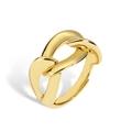 Polierter goldener Knotenring mit minimalistischem Vintage-Kettendesign und offener Form - Goldener Twist Ring