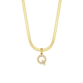 18K gold plated flat snake chain necklace with pearl-inlaid letter Q pendant - Style Q