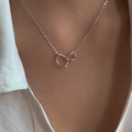 Elegant silver bowknot necklace featuring interlocking irregular rings for women - Silver Interlocking Ring Necklace (XL1747)