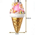 Addobbo natalizio a forma di gelato rosa e oro, ornamento in vetro da appendere 8,6 cm - Cono gelato