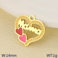 Golden heart-shaped Mama pendant with red enamel details and 14mm width size - Mama Hollow Text (KLJ9641-ZLA)