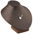 Detail of silver stainless steel necklace with three round discs on a neck display - Steel Color (Large Disc + 2 Small Discs)