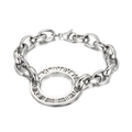 Silver chunky chain bracelet with a hollow Roman numeral clock pendant design - Steel Color Bracelet (KB64191-Z)