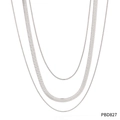 Collier multi-rangs en acier inoxydable argenté pour femme avec chaîne serpent élégante - Argent Triple Couche (PBD827)