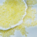 Macro detail of yellow translucent frosted 6mm glass beads for DIY jewelry making - Yellow Two-tone Beads (6mm)
