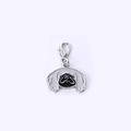 Pendentif bouledogue en métal argenté avec détails en émail et fermoir mousqueton - 45 Pékinois