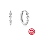 S925 sterling silver heart hoop earrings in silver finish with sparkling zircon stones - Wave Shape / Platinum #1
