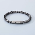 Geoxideerd zilveren tarweketting armband van titaniumstaal met industriële sluiting - Matzwart / 18cm