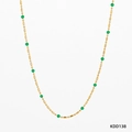 Minimalistische gouden roestvrijstalen ketting met groene kralen in boho-stijl - Gouden Groene Kralenketting (KDD138)
