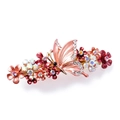 Fermaglio per capelli a farfalla vintage con fiori in smalto rosa e strass - Fermaglio a Molla Farfalla / Rosa/Farfalla Dipinta