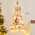 93cm wall-mounted wooden branch Christmas tree with warm LED lights and assorted ornaments - Wooden Wall Hanging Style 5