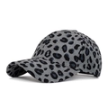 Grey leopard print corduroy baseball cap with high texture fabric and curved brim - Adjustable / Large Leopard Grey