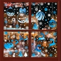 Blue watercolor Christmas reindeer and snowflake static window clings set for decor - [4 Sheets Combo] BQ(400-402)+408