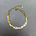 Minimalist double-strand twisted snake chain necklace and bracelet set in 18K gold finish - Double-strand Bracelet / Gold