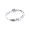 Silver adjustable letter C ring with double-row crystals and 18k gold plating finish - Letter C