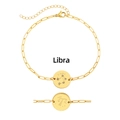 Detailed view of gold plated Libra constellation zodiac chain bracelet for women - Libra (1 Piece/Pack)