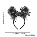Happy New Year headband with black mini top hats and silver tinsel for party decoration - Top Hat Star Tinsel