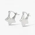 Boucles d'oreilles créoles étoiles en acier inoxydable argenté poli brillant - Argent (PDE1621)