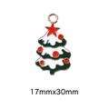Christmas tree alloy enamel pendant with red stars and green branches, 17mmx30mm size - 41# Christmas Tree