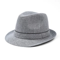 Chapeau fedora tressé gris classique pour seniors avec ruban noir décoratif - M (56-58cm) / Gris
