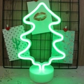 Christmas tree neon sign with green LED light and round base for table decoration - Green Christmas Tree
